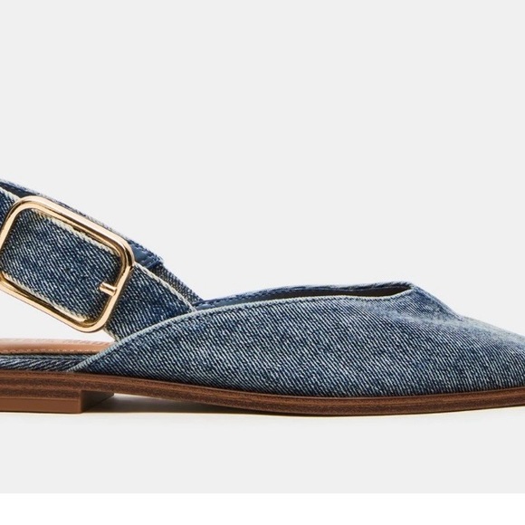 Steve Madden Denim Pointed Slingback Mules with Gold Buckle- SOLD OUT ONLINE - Picture 3 of 4